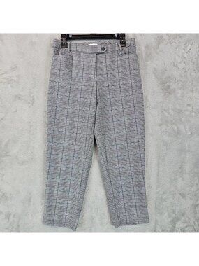 Calvin Klein Dress Pants Womens 6 Gray Plaid Twill Slim Cropped Work Office